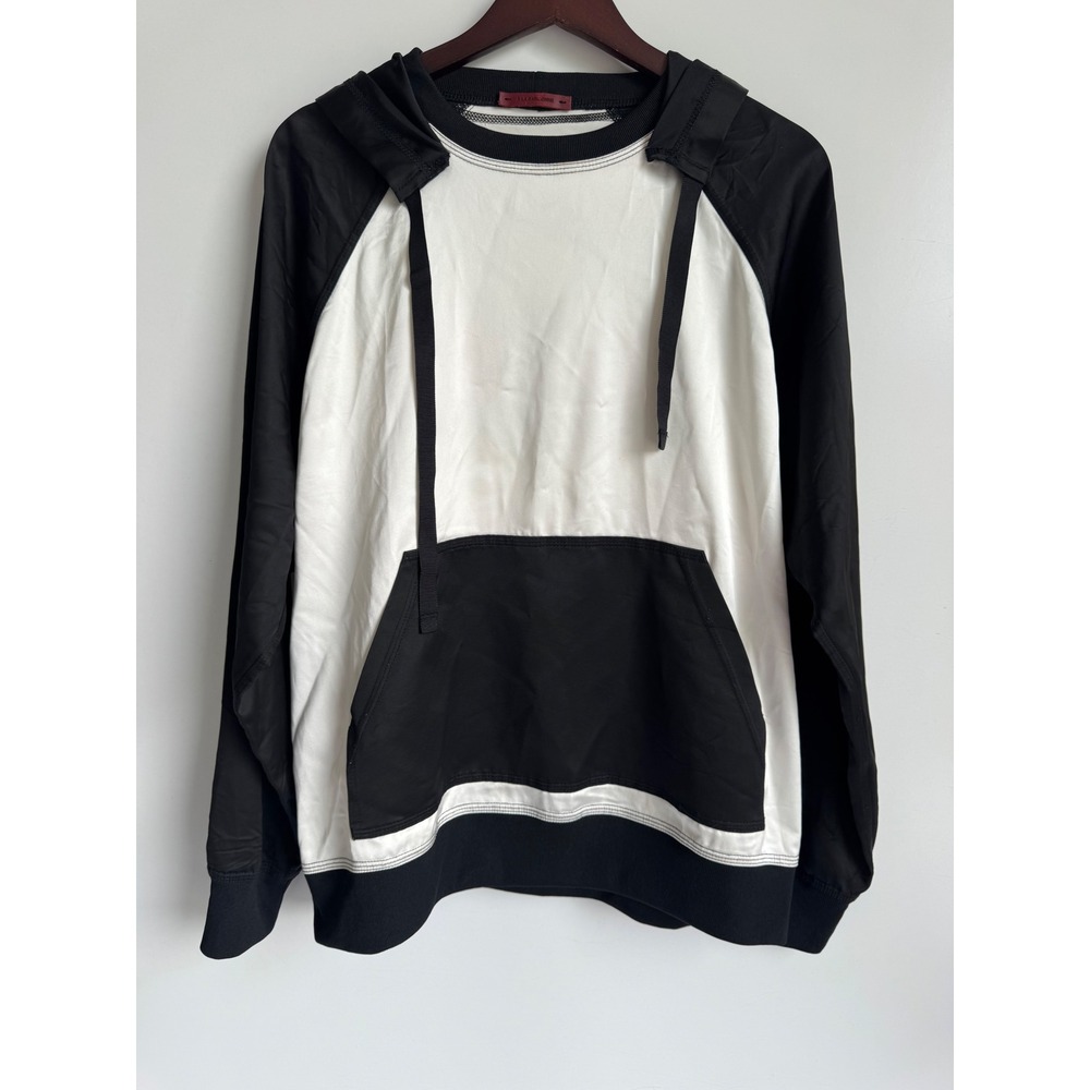 A La Garconne Mens Colorblock Hoodie Black White Satin‎ Finish Sweatshirt M